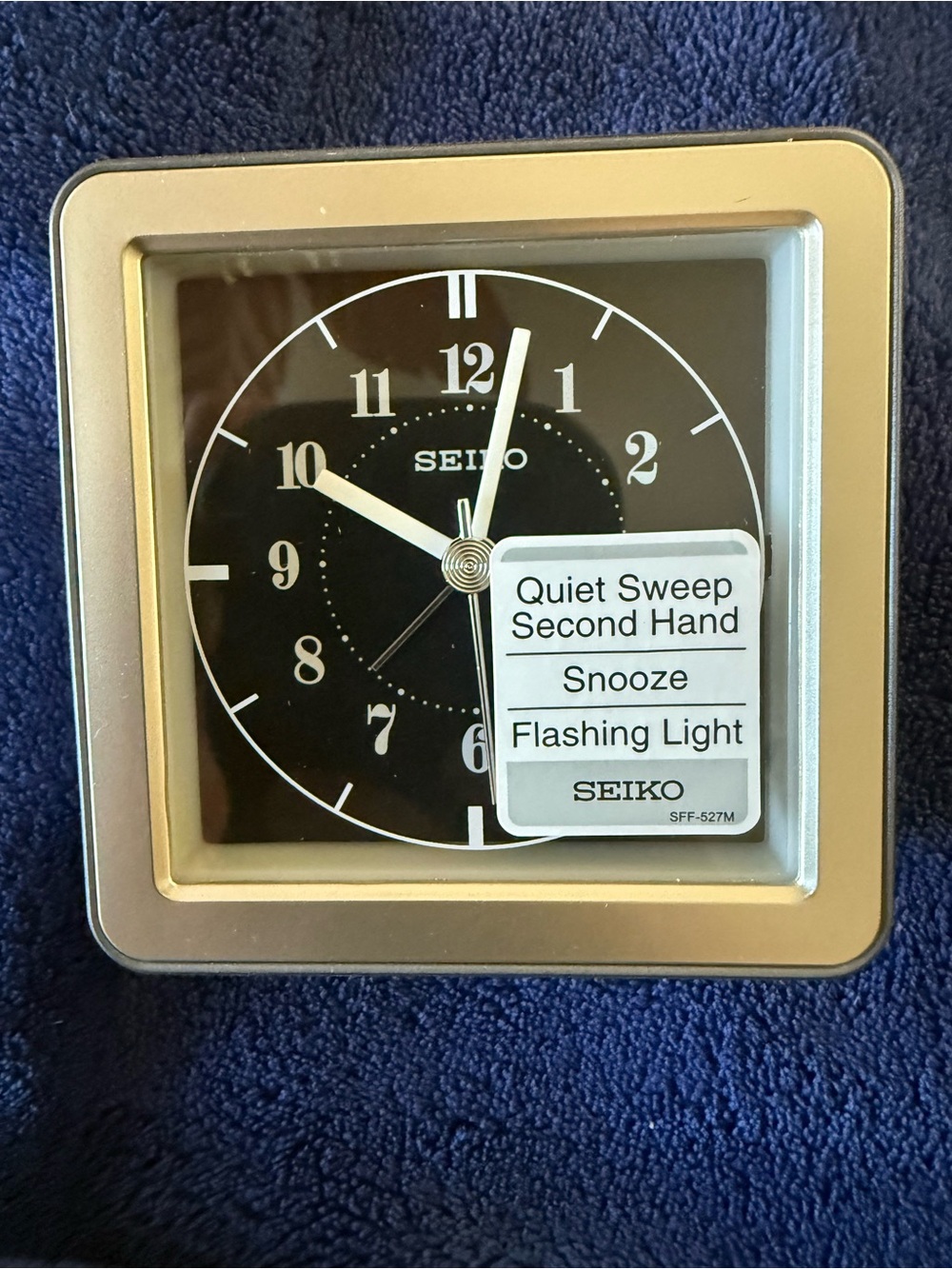 Seiko Silver and Black Square Alarm Clock